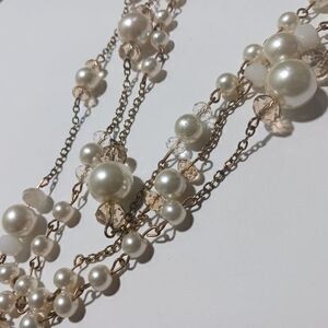 Faux Pearl Beaded Rope Necklace